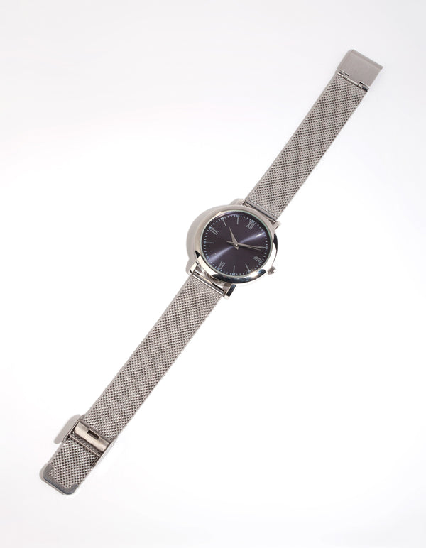 Silver Simple Mesh Strap Watch
