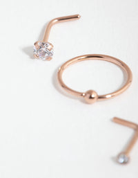 Rose Gold Surgical Steel Diamante Mixed Nose 6-Pack - link has visual effect only