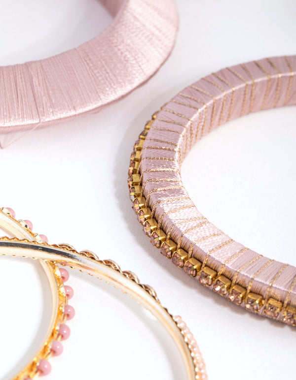 Gold Thread Wrap Bangle 7-Pack