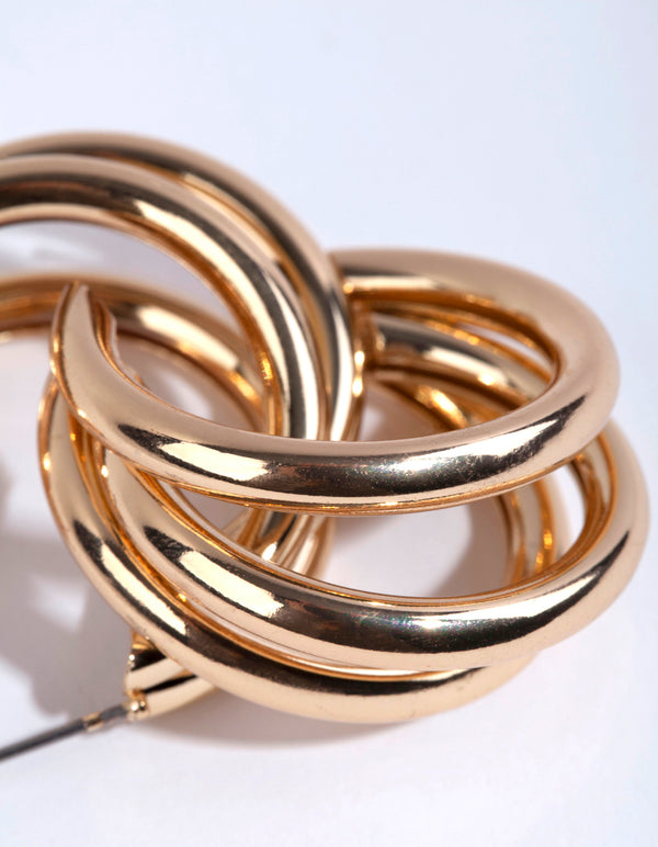Gold Triple Loop Hoop Earrings