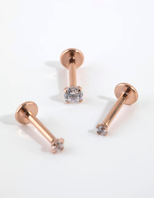 Rose Gold Titanium Graduated Cubic Zirconia Flat Back Pack