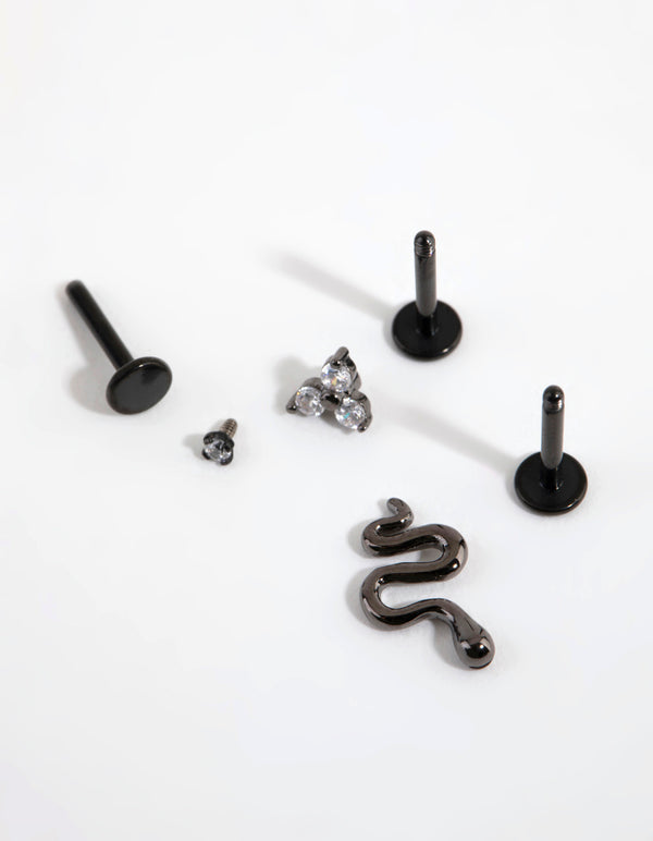 Matte Titanium Diamante & Snake Flat Back Pack