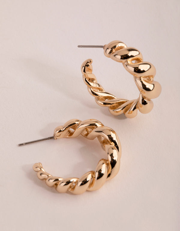 Gold Plated Gradual Swirl Hoop Earrings
