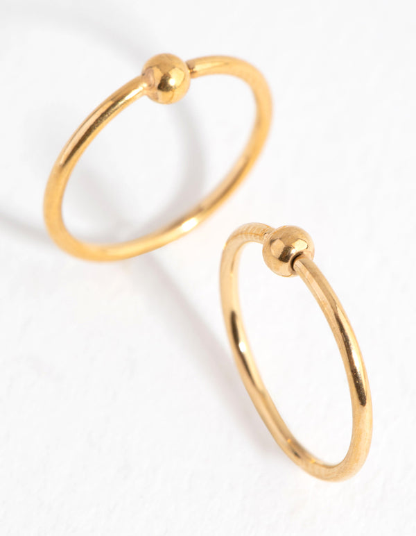 Surgical Steel Gold Ball End Hoop Earring