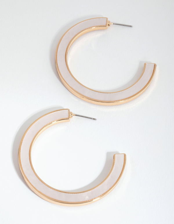 Gold Acrylic Inlay Hoop Earrings