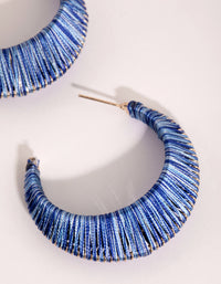 Blue Thread Wrapped Apex Hoop Earrings - link has visual effect only