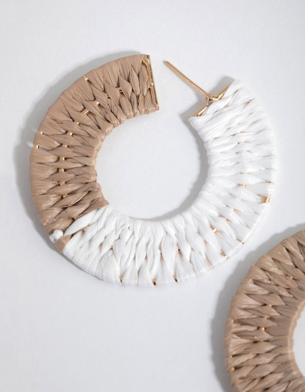 Two Tone Raffia Hoop Earrings