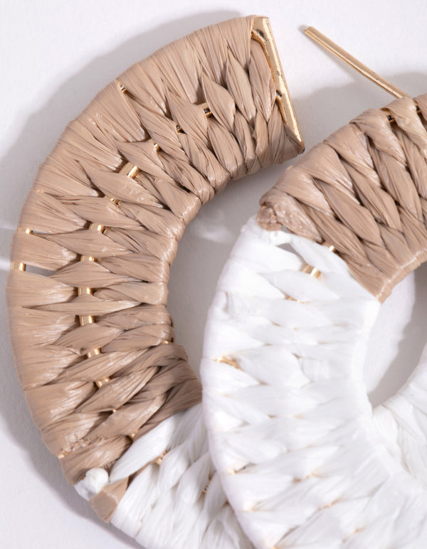 Two Tone Raffia Hoop Earrings