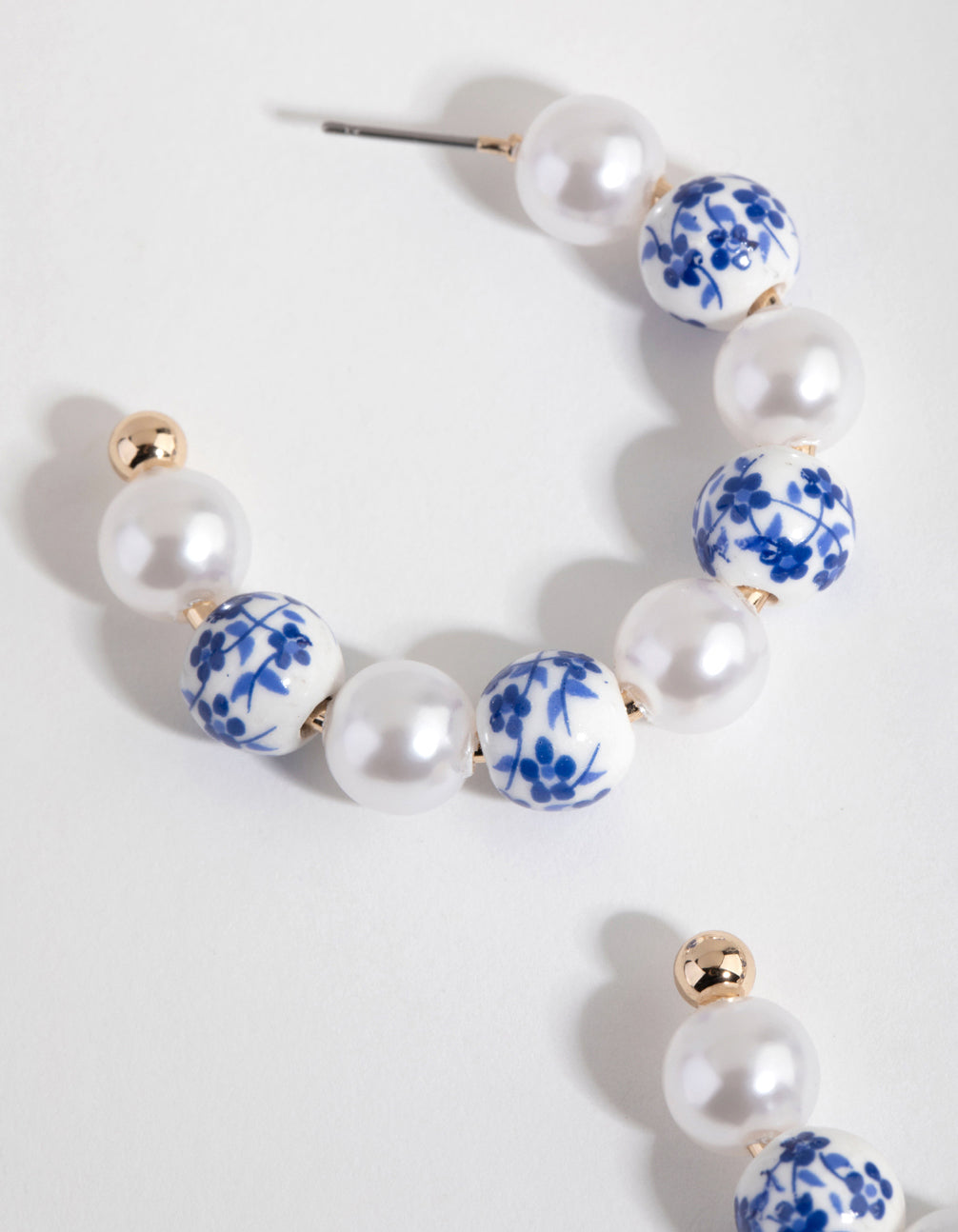 Gold Painted Bead Hoop Earrings