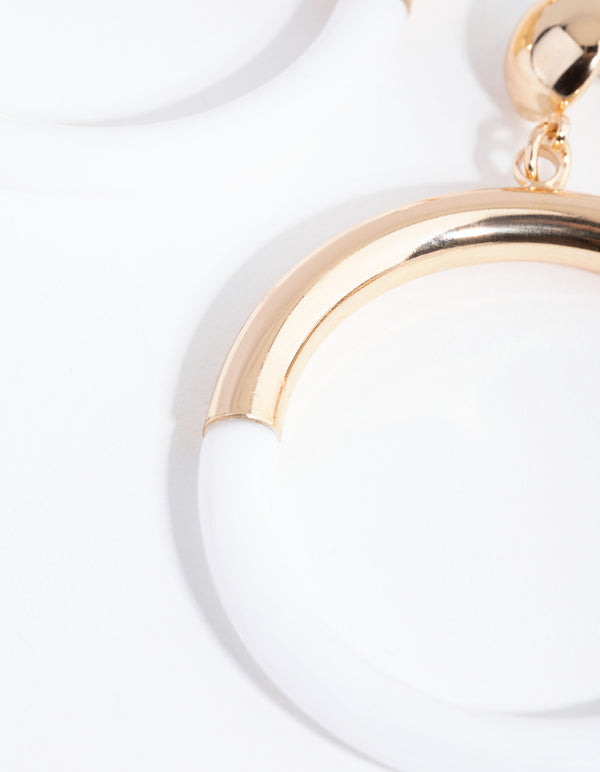 Gold Two Tone Metallic & Acrylic Drop Earrings
