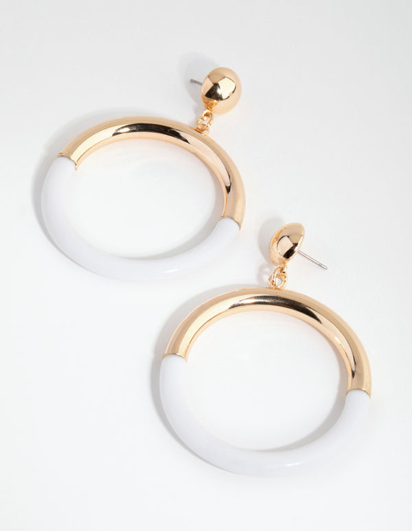Gold Two Tone Metallic & Acrylic Drop Earrings