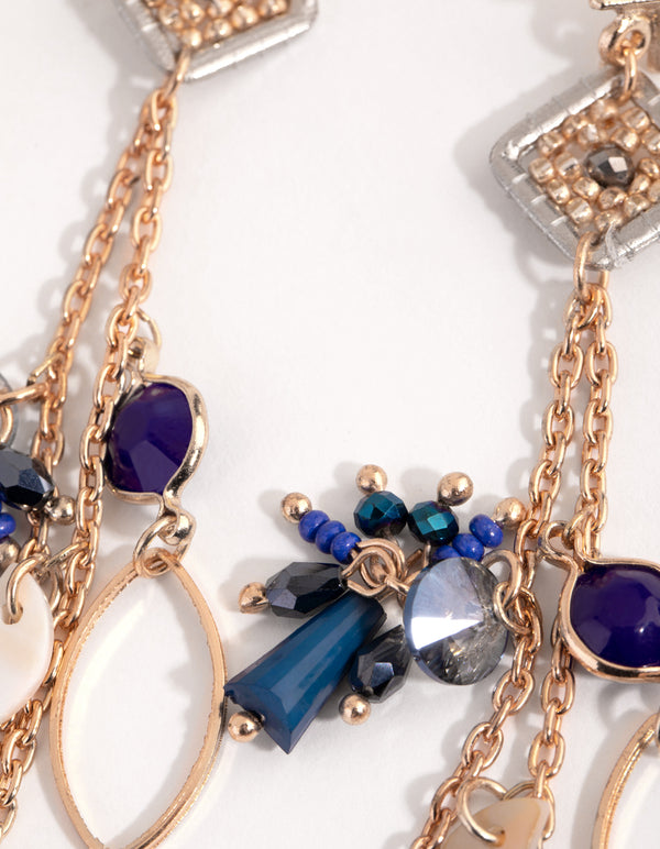 Gold Star & Mixed Bead Drop Earrings