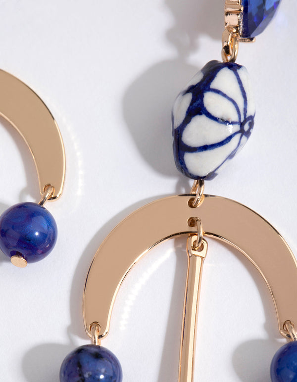 Gold Painted Bead Mobile Earrings