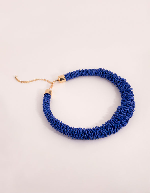 Cobalt Seed Bead Collar Necklace