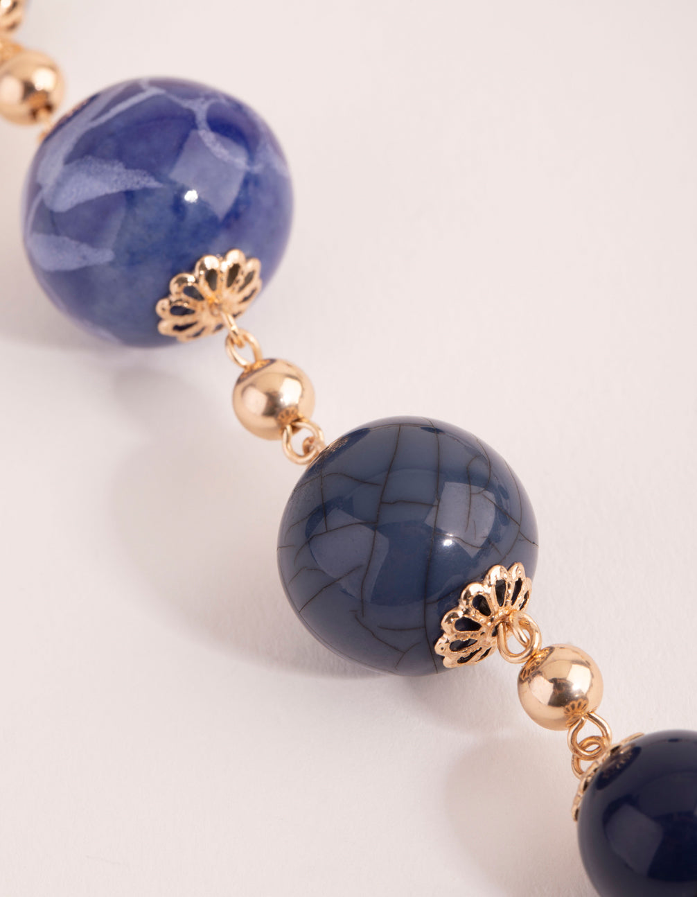Gold Mixed Porcelain Bead Long Necklace