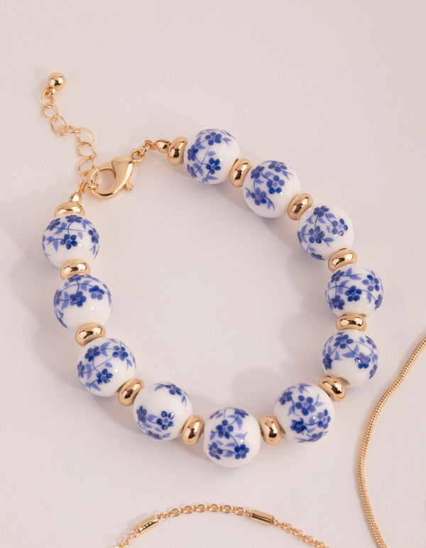 Gold Ceramic Bead Bracelet Pack