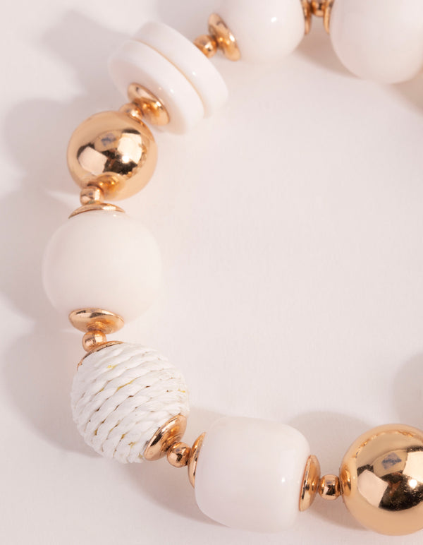 Gold Mixed Texture Beaded Bracelet