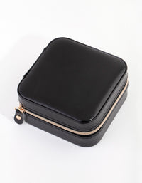 Black Smooth Faux Leather Square Jewellery Box - link has visual effect only