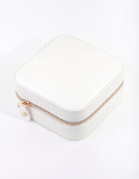 White Faux Leather Square Jewellery Box - link has visual effect only
