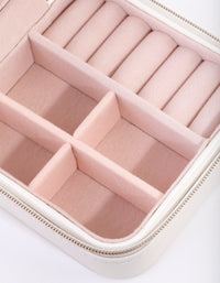 White Faux Leather Square Jewellery Box - link has visual effect only
