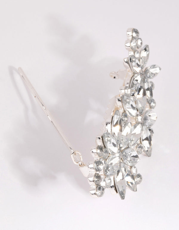 Silver Diamante Flower Clip
