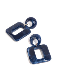Navy Acrylic Retro Shape Drop Earrings - link has visual effect only
