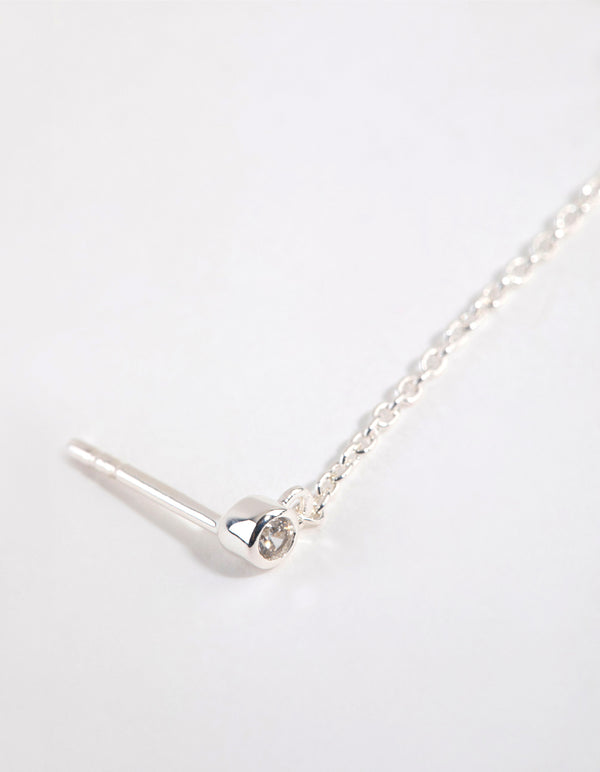 Sterling Silver Cubic Zirconia Double Stud Earring