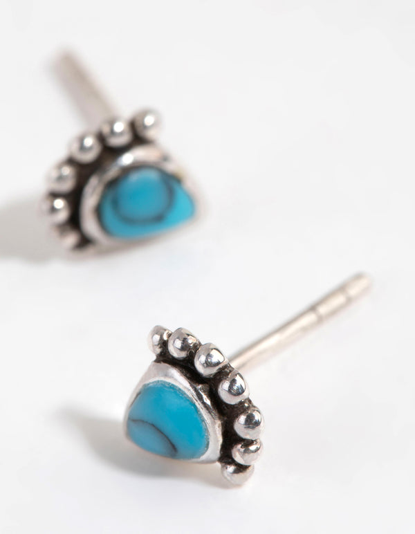 Sterling Silver Antique Turquoise Stud Earrings