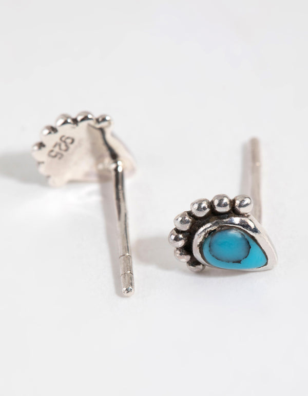 Sterling Silver Antique Turquoise Stud Earrings