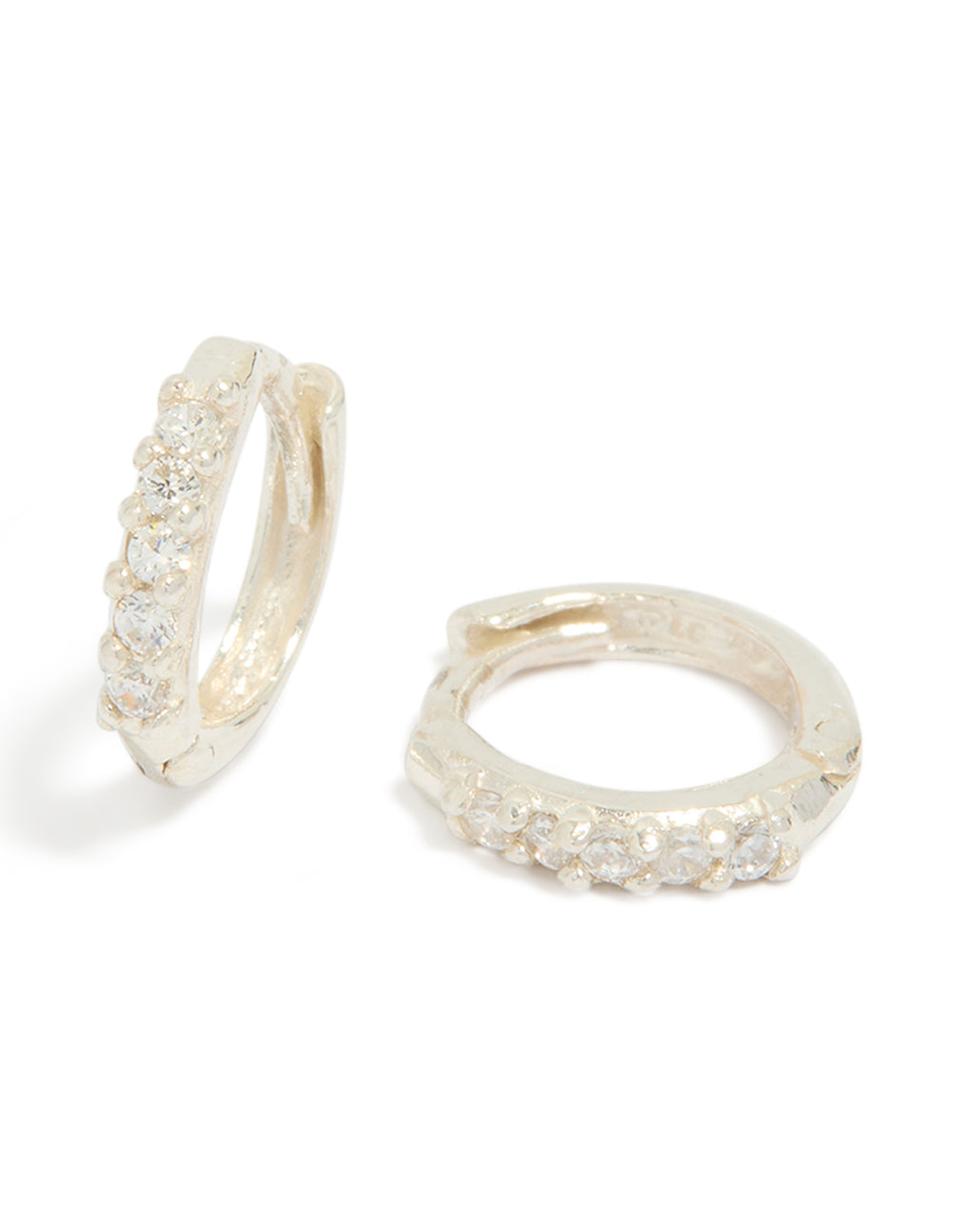 Sterling Silver Mini Cubic Zirconia Huggie Earrings