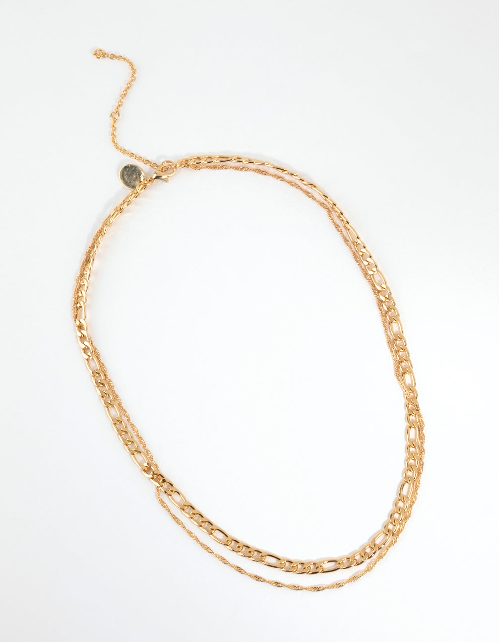 Gold Plated Figaro Layered Necklace