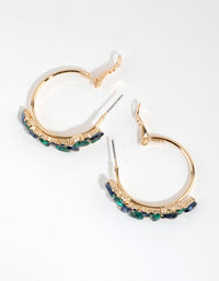Blue & Green Cluster Diamante Hoop Earrings - link has visual effect only