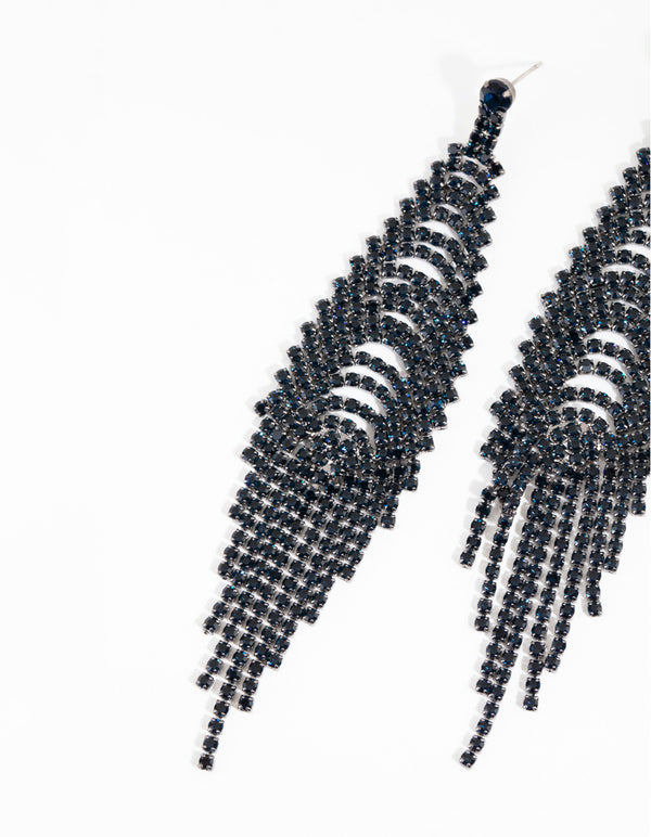 Gun Metal Cupchain Waterfall Earrings