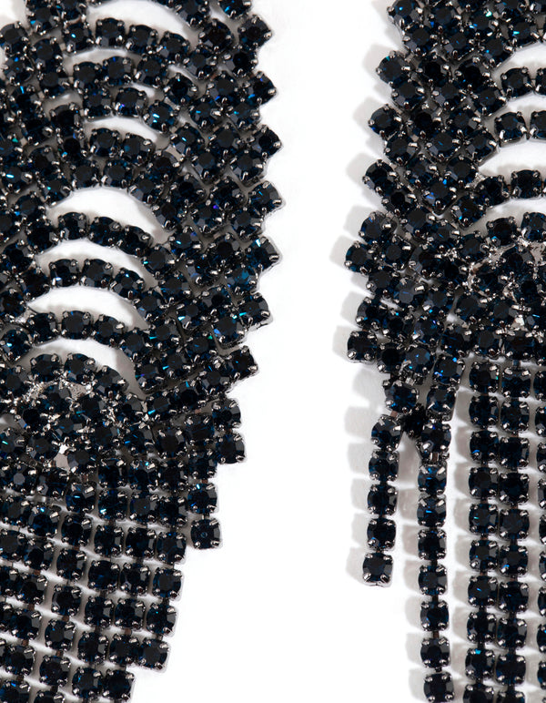 Gun Metal Cupchain Waterfall Earrings