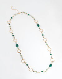 Gold & Green Crater Hoop & Bead Necklace - link has visual effect only