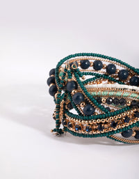 Gold & Green Beaded Bangle - link has visual effect only