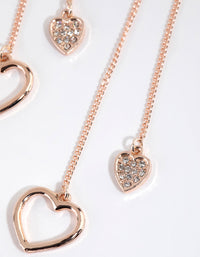 Rose Gold Double Heart Drop Earrings - link has visual effect only
