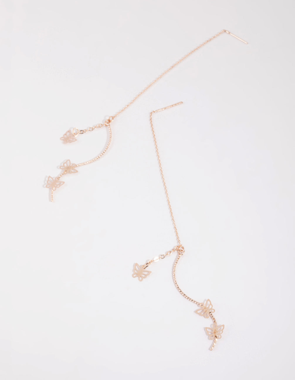 Rose Gold Cut Out Butterfly Drop Earrings