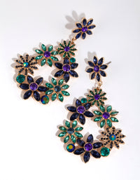 Gold Flower Cluster Teardrop Earrings - link has visual effect only