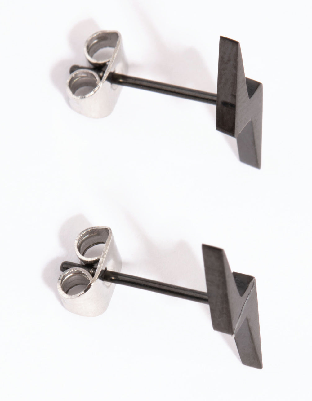 Matte Black Lightning Bolt Stud Earrings