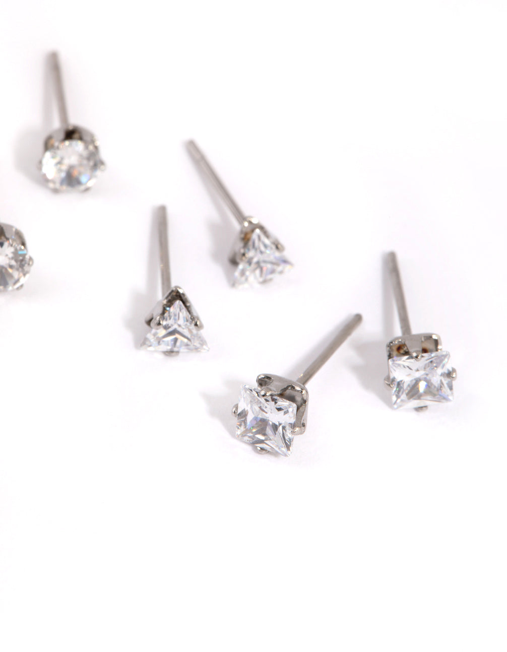 Surgical Steel Cubic Zirconia Mixed Shape Stud Earrings