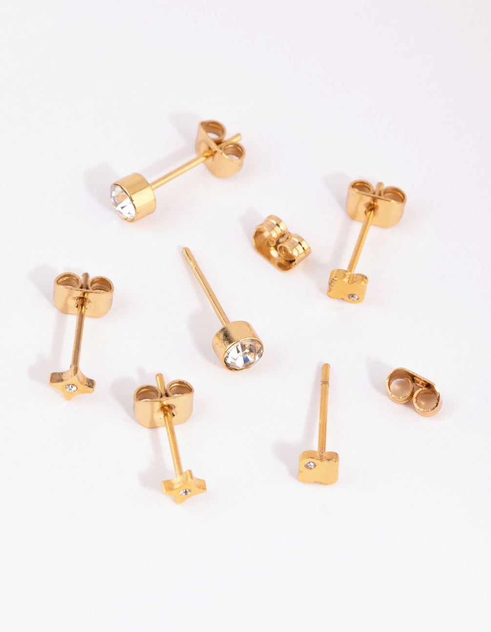 Gold Plated Surgical Steel Diamante Detail Earring Pack
