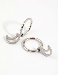 Surgical Steel Moon Charm Sleeper Earrings - link has visual effect only