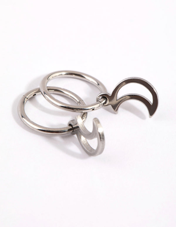Surgical Steel Moon Charm Sleeper Earrings