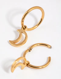 Gold Plated Surgical Steel Moon Charm Sleeper Earrings - link has visual effect only