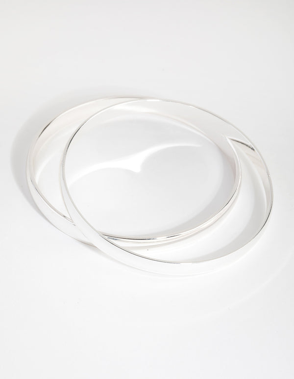 Silver Plated Plain Hoop Bangle Bracelet