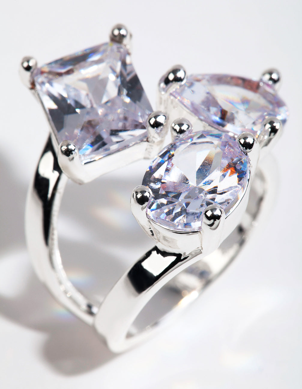 Silver Cubic Zirconia Large Stone Ring