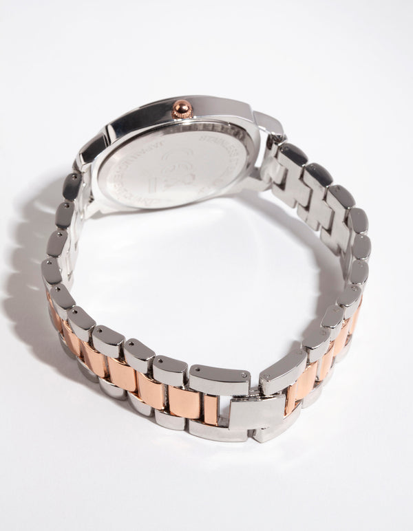 Silver Mix Metal Chain Link Watch