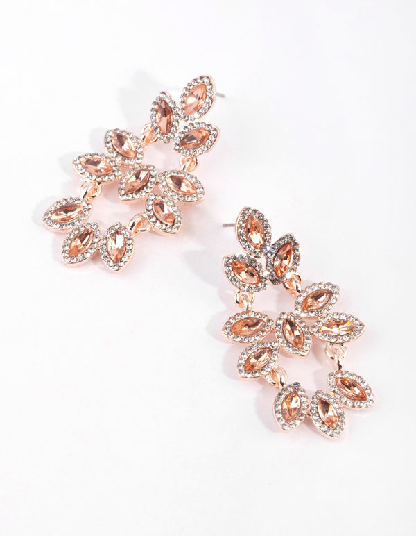Rose Gold Navette Drop Earrings