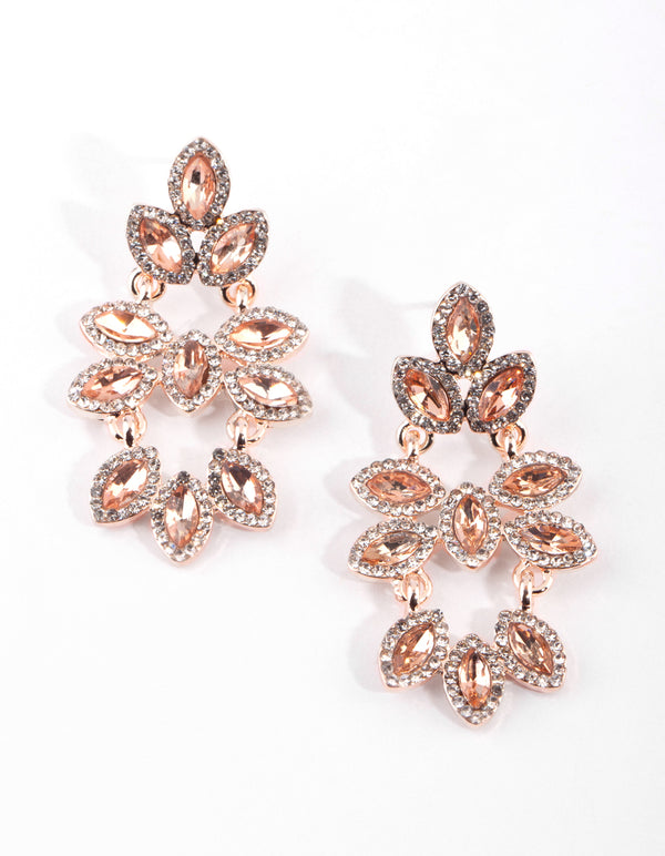 Rose Gold Navette Drop Earrings